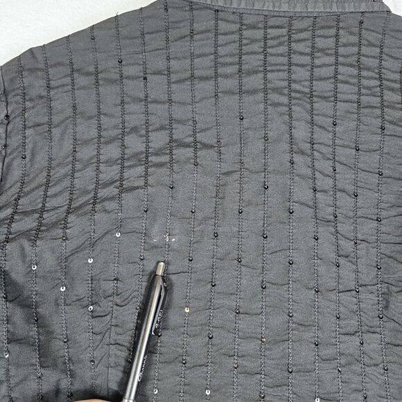 Lafayette 148 New York Blouse Women 14 Black Sequins Embroidered Striped FLAWED - Picture 11 of 16